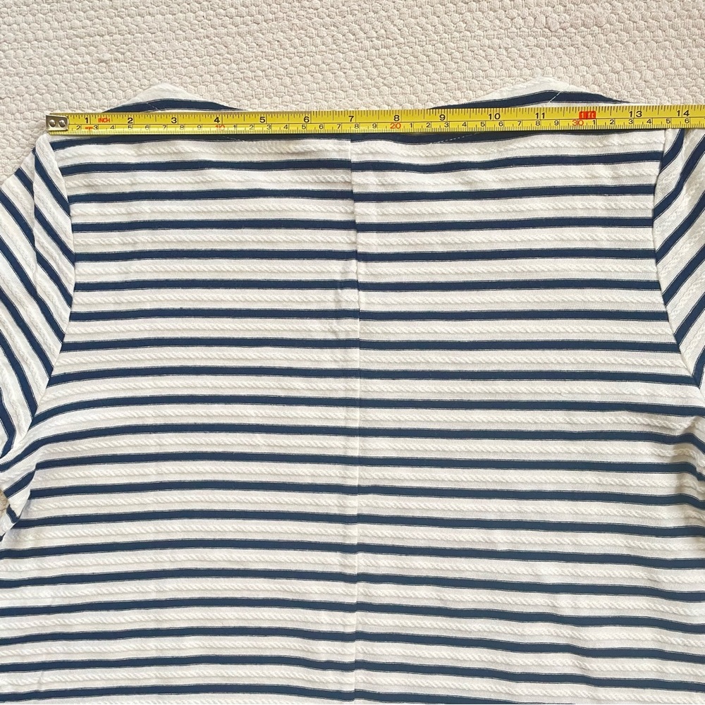 Uniqlo A-Line White Navy Striped Cotton Crew Neck Short Sleeves Shift Dress XS - Picture 6 of 7